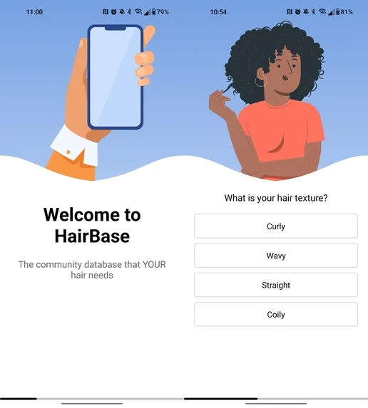 Side by side screenshots of HairBase images